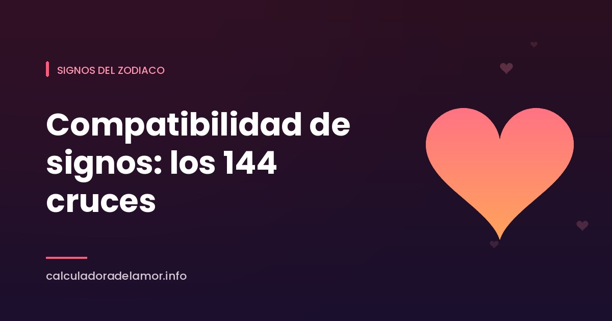 Portada: compatibilidad de signos del zodiaco, tabla de 144 cruces